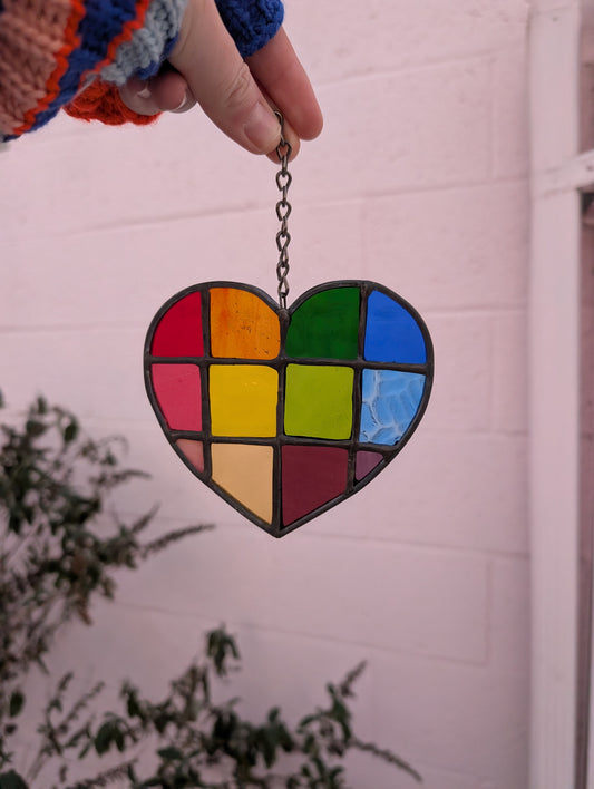 Rainbow Heart Suncatcher (Grid)
