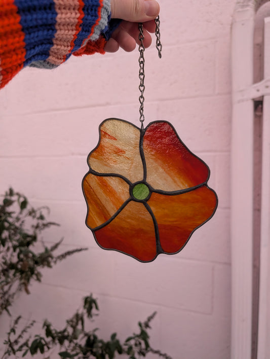Red and Gold Flower Suncatcher